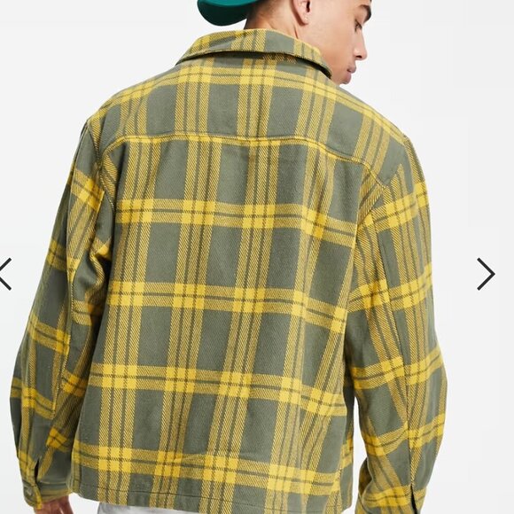 NWOT ASOS Design Harrington Check Jacket in Green/Yellow Men's XSMALL Full Zip - Picture 7 of 9